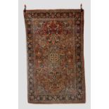 Kashan rug, west Persia, circa 1930s, 6ft. 10in. x 4ft. 3in. 2.08m. x 1.30m. Very slight wear in