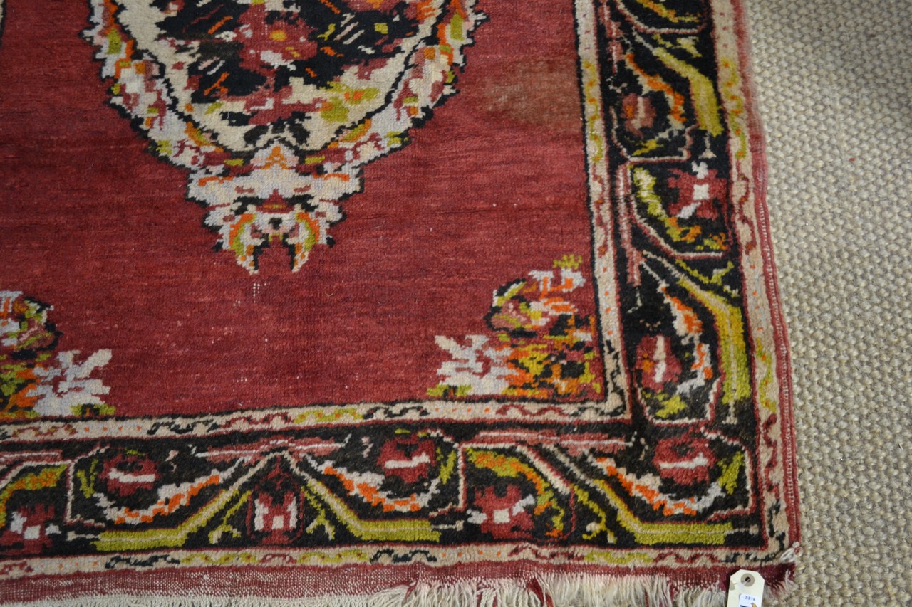 Anatolian triple medallion runner, circa 1930s, 11ft. 8in. x 4ft. 1in. 3.56m. x 1.25m. Surface - Image 5 of 10