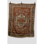 Good Bergama rug, west Anatolia, circa 1800, 7ft. x 5ft. 7in. 2.13m. x 1.70m. Overall wear with some