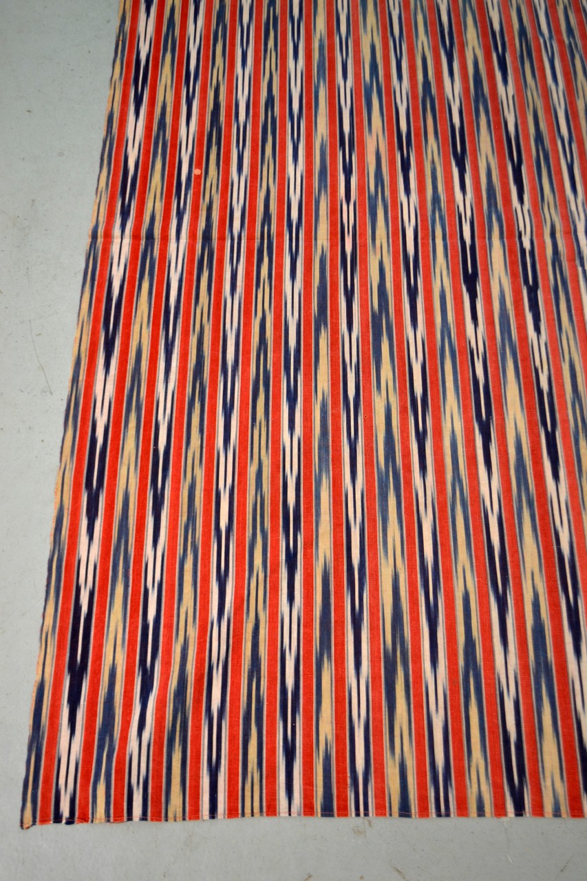 Attractive striped cotton cover, the very narrow stripes woven with an ikat design, probably - Image 2 of 9