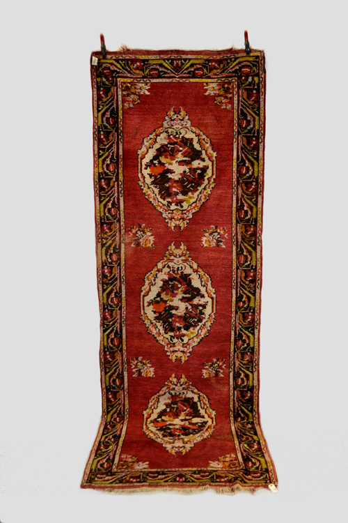 Anatolian triple medallion runner, circa 1930s, 11ft. 8in. x 4ft. 1in. 3.56m. x 1.25m. Surface