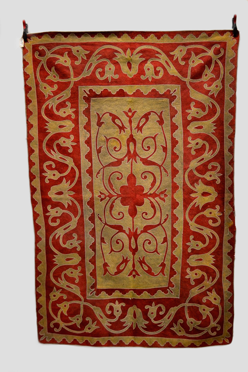 Uzbek felt rug, Uzbekistan, first half 20th century, 8ft. 4in. x 5ft. 6in. 2.54m. x 1.68m. Small