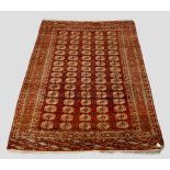 Tekke Turkmen 5 x 16 gul carpet, Turkmenistan, circa 1930s-1940s, 9ft. 3in. x 6ft. 5in. 2.82m. x 1.