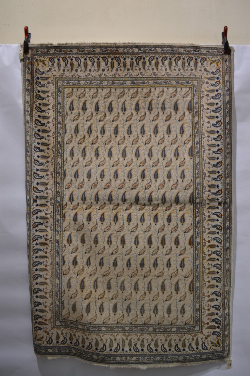 ‘Five-colour’ Kashan ivory field rug, west Persia, second half 20th century, 6ft. 7in. x 4ft. 6in. - Image 3 of 5