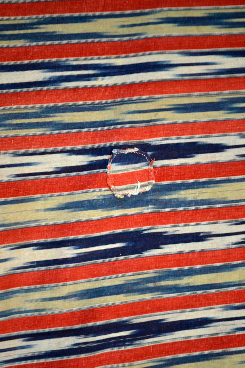 Attractive striped cotton cover, the very narrow stripes woven with an ikat design, probably - Image 9 of 9
