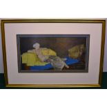 A Russell Flint coloured print, reclining nude. 7.5in (19cm) x 15.5in (39.5cm) and another Russell F