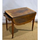 A Regency rosewood veneered Pembroke table, the rectangular top with a shallow bow front and 'D'