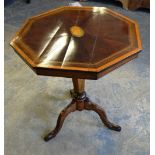 A Victorian Scottish occasional table, the octagonal top radiating segment veneered in figured