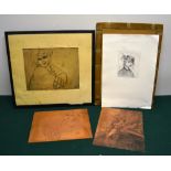John (Augustus John). An etching, portrait of a young lady. 5in (13cm) x 4in (10cm). Unframed and
