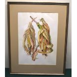 Jessica Tahereprine, 1980 a signed and dated botanical watercolour of maize (see Mays), 19in (