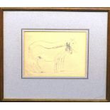 Attributed to Ethel Walker, a pencil sketch of a horse and a donkey. 6.5in (16.5cm) x 9in (23cm).