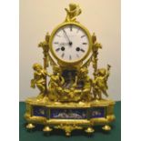 A nineteenth century French mounted clock in Louis XVI style, the 8 day movement striking on a