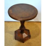 An Anglo Indian Mainpuri occasional table, in Shisham, inlaid brass with foliage the circular top