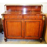 A mahogany chiffonier, inlaid ebony stringing, the top with an added superstructure, the top shelf w