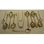 A set of six Scottish Victorian silver teaspoons, Elizabethan pattern, together with a pair of