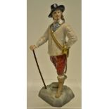 An early Royal Worcester porcelain version of King Charles 1st, dressed for battle, standing on