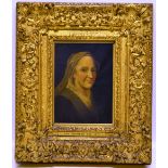 Style of Denmar. An oil painting on canvas, portrait of an elderly lady wearing a headscarf and a