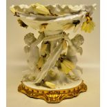A Victorian Moore Brothers white porcelain centrepiece, of an oval dessert dish, (small chip to