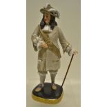 An early Royal Worcester porcelain version of King Charles II, wearing a three quarter length