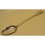 A Victorian silver fiddle pattern basting spoon, engraved a double crest above initials. Maker