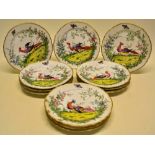 A set of twelve Sampson late nineteenth century porcelain plates, decorated a Chinese pheasant,