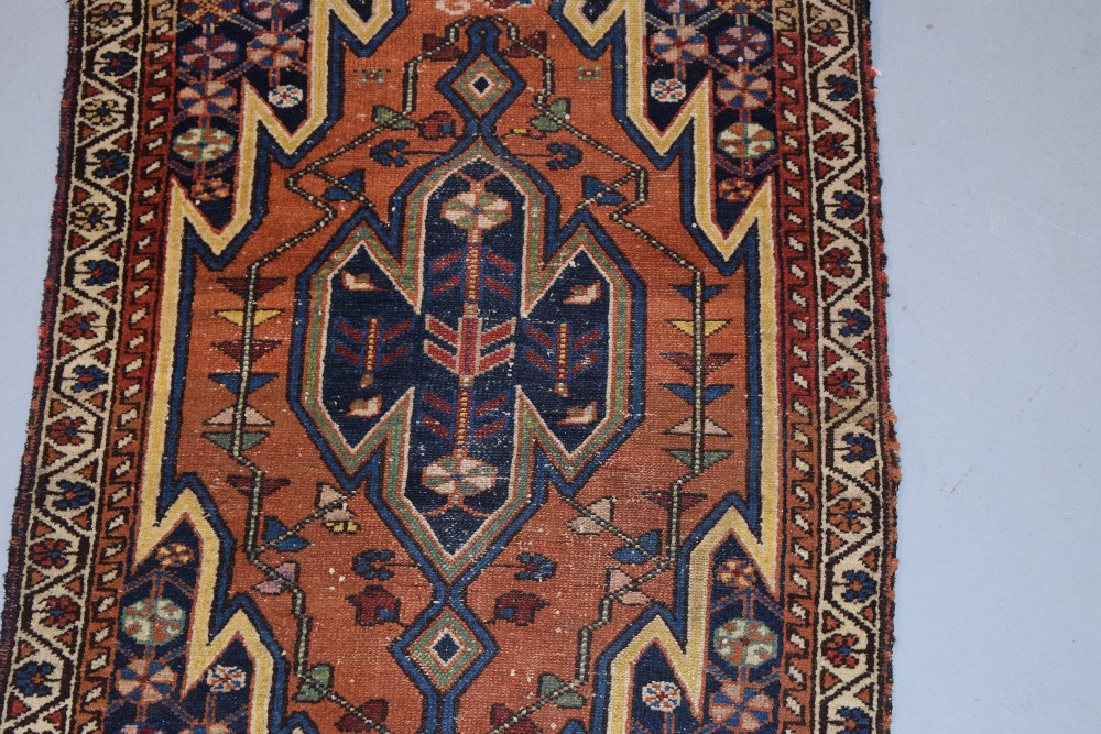 Mazlaghan rug, north west Persia, circa 1930s-40s, 4ft. x 2ft. 4in. 1.22m. x 0.71m. Overall wear; - Image 4 of 6