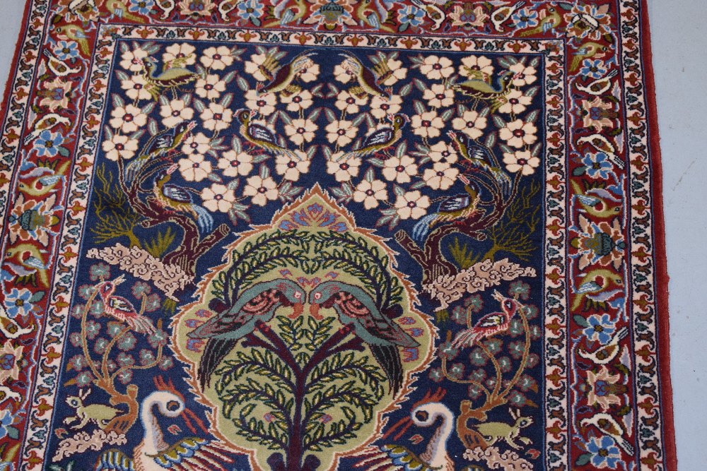 Attractive Esfahan pictorial rug woven on a silk foundation, south central Persia, circa 1940s- - Image 4 of 6
