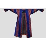 Two attractive striped silk satin robes, Uzbekistan or Afghanistan, 20th century, one lined with