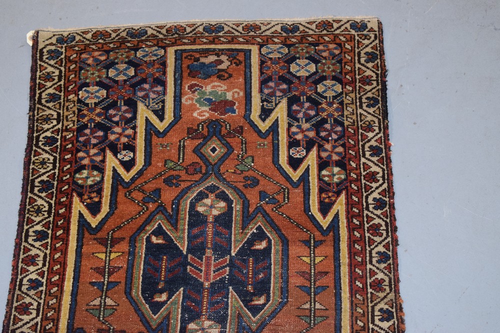 Mazlaghan rug, north west Persia, circa 1930s-40s, 4ft. x 2ft. 4in. 1.22m. x 0.71m. Overall wear; - Image 5 of 6