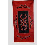 Attractive Kirghiz red felt rug, Uzbekistan, 20th century, 9ft. x 4ft. 6in. 2.75m. x 1.37m.