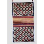 Attractive Caucasian flatweave mafrash with ivory field and striped bridge, probably South Caucasus,