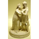 A Victorian Parisian ware group, King Richard saying farewell to Queen Eleanor, 'Off to the