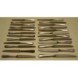 A set of twelve table knives and twelve cheese knives with stainless steel blades and silver Old