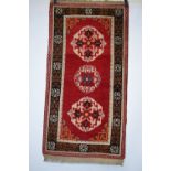 Nepalese rug, south Asia, mid-20th century, 5ft. 10in. x 3ft. 1.78m. x 0.91m.