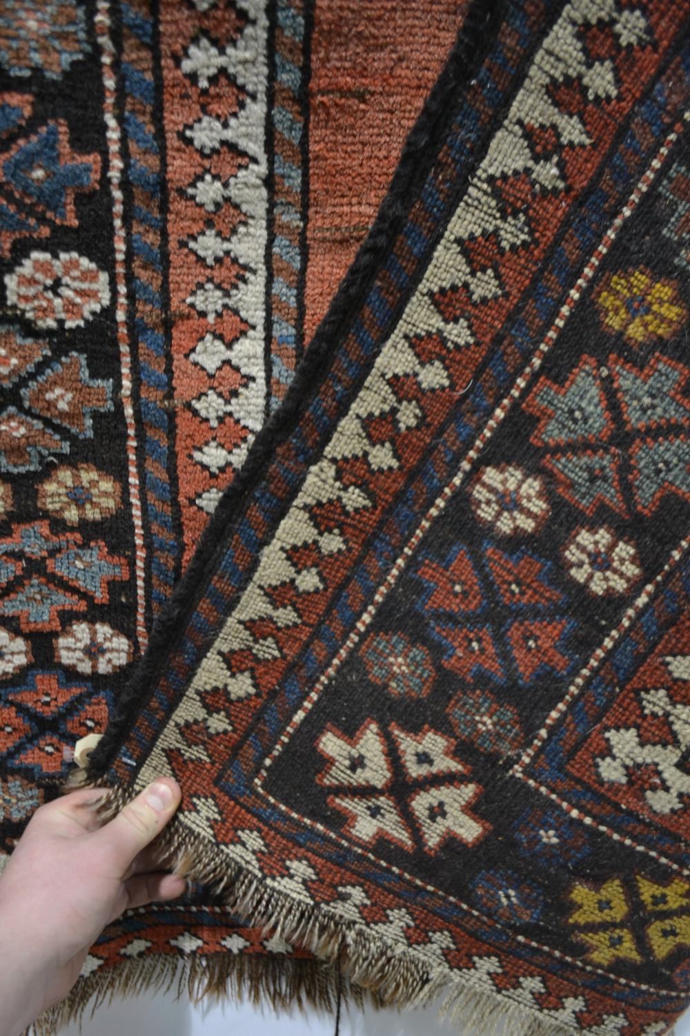 Kurdish rug, north west Persia, circa 1920s-30s, 6ft. 5in. x 3ft. 9in. 1.96m. x 1.14m. Overall wear; - Image 3 of 3