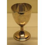 A George III silver wine goblet, the bowl with a Latin inscription in an oval cartouche, on a reeded