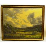 C Knight. A signed late nineteenth century oil painting, cattle in a river valley near the Yorkshire
