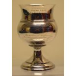 A Regency Scottish silver wine goblet, the thistle shape bowl with a latin inscription, a moulded