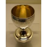 A George III silver wine goblet, the bowl engraved a band of wisteria and strawberry plants,