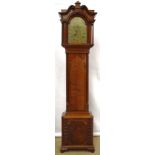 A Scottish mahogany longcase clock, the eight day movement striking on a bell, the arched brass