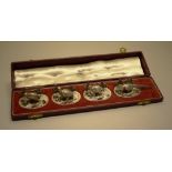 An unusual set of four German silver cast menu holders of different game birds, standing by