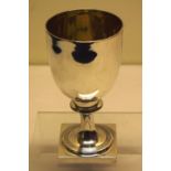 A Regency silver wine goblet, the bowl gilded inside, on a knopped and reeded edge pedestal foot