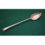 A George III silver Onslow pattern basting spoon, engraved a crest to the terminal, the bowl with