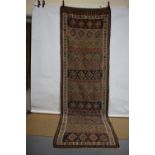 Kurdish kelim runner, north west Persia, circa 1930-40s, 12ft. 11in. X 3ft. 11in. 3.94m. X 1.20m.