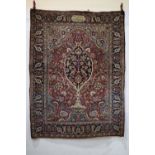 Dorokhsh prayer rug, Khorasan, north east Persia, dated 1303 (AH) [1885 AD], 6ft. 2in. X 4ft. 8in.