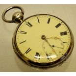 A Victorian silver cased pocket watch, the cream enamel dial, with roman numerals, a subsidiary