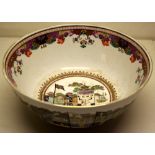 A copy porcelain of a Chinese export punch bowl, of the late eighteenth century, depicting the