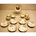 A set of six late eighteenth century Flight Worcester porcelain tea bowls and six saucers, swirl