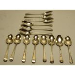 A pair of George III silver bead edge Old English pattern table spoons. Maker George Smith, London