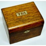 A mid eighteenth century mahogany rectangular tea chest, the oak interior with divisions, the hinged